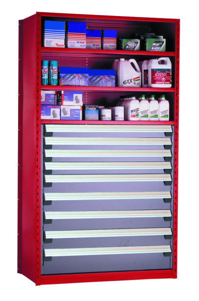 Rousseau Parts Shelving Red