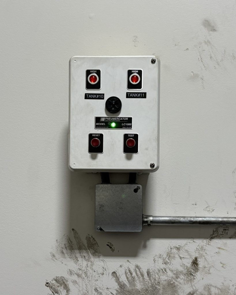 Alarms for motor oil tank monitoring system